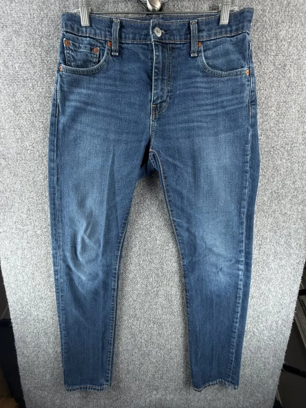 Levis 502 Premium Blue Denim Jeans Leather Patch Cotton Blend ACTL 31X30.5